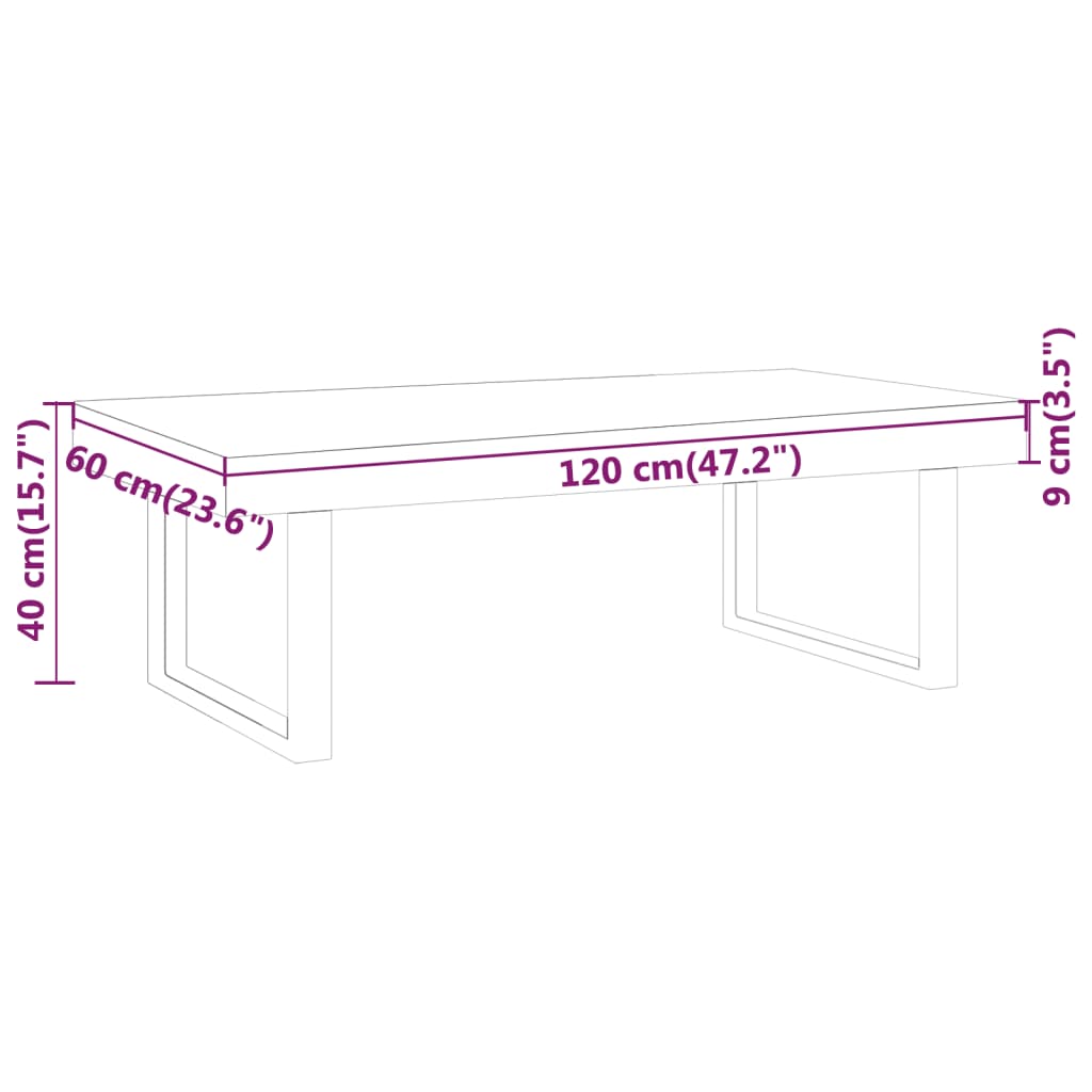 Couchtisch Grau und Schwarz 120x60x40 cm MDF und Eisen