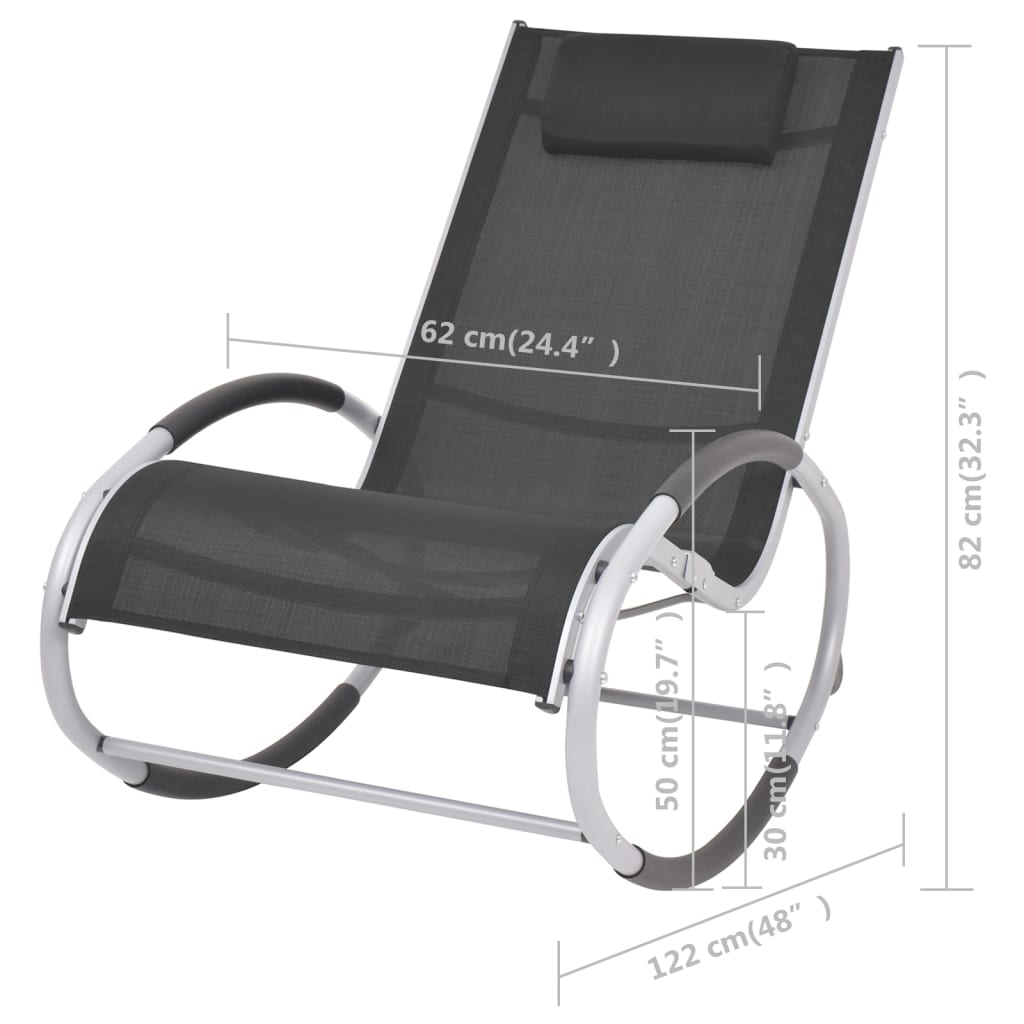 Garden Rocking Chair Black Textilene