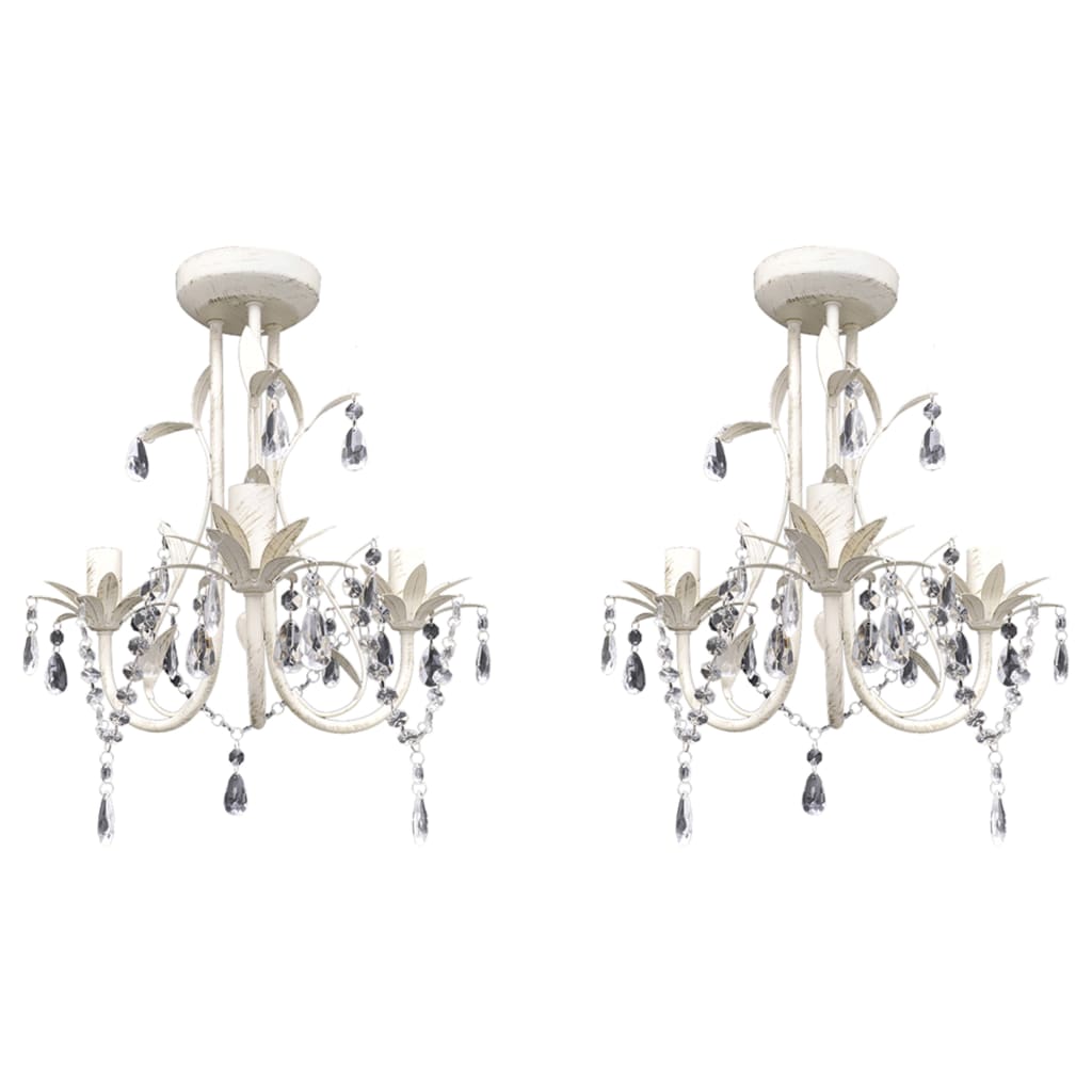 Crystal Ceiling Light Chandelier 2 pcs Elegant White