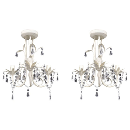 Crystal Ceiling Light Chandelier 2 pcs Elegant White