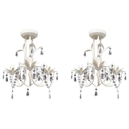 Crystal Ceiling Light Chandelier 2 pcs Elegant White