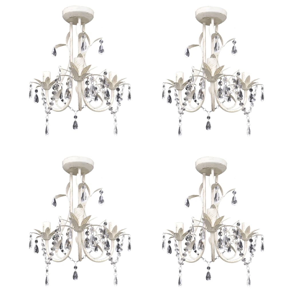 Crystal Ceiling Light Chandelier 4 pcs Elegant White