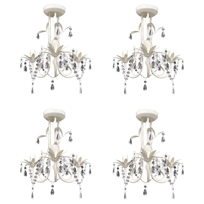 Crystal Ceiling Light Chandelier 4 pcs Elegant White