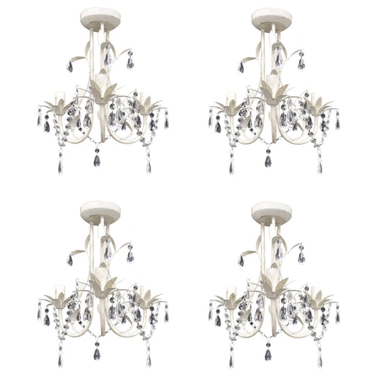 Crystal Ceiling Light Chandelier 4 pcs Elegant White