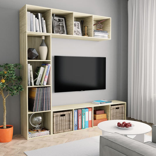 3-tlg. Bücher-/TV-Schrank Set Sonoma-Eiche 1180x30x180 cm