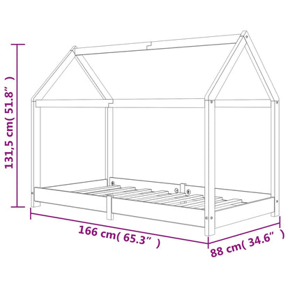 Children's bed frame solid pine 80 x 160 cm