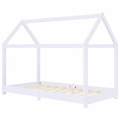 Children's bed frame white solid pine 80 x 160 cm