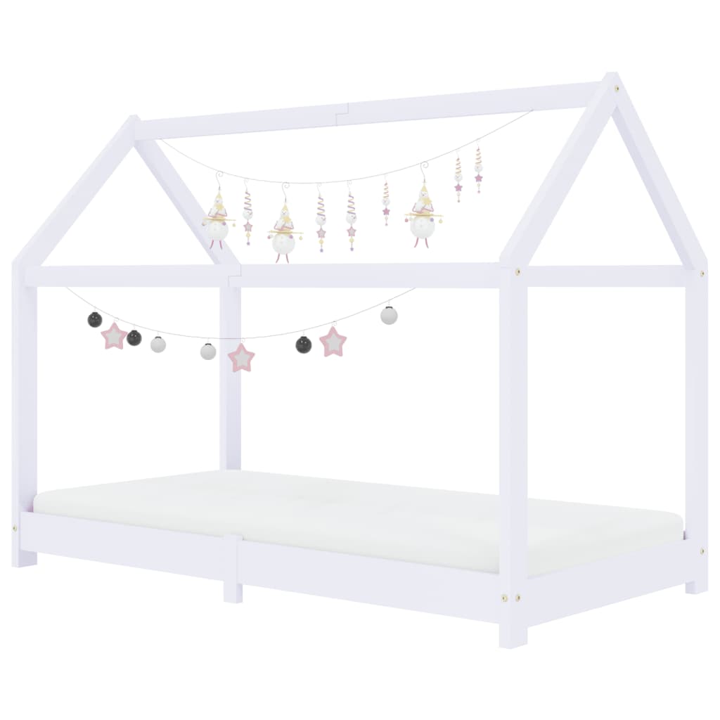 Children's bed frame white solid pine 80 x 160 cm