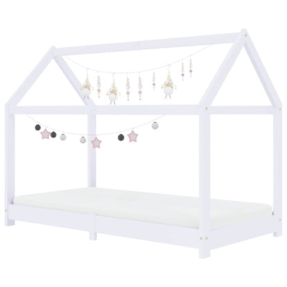 Children's bed frame white solid pine 80 x 160 cm