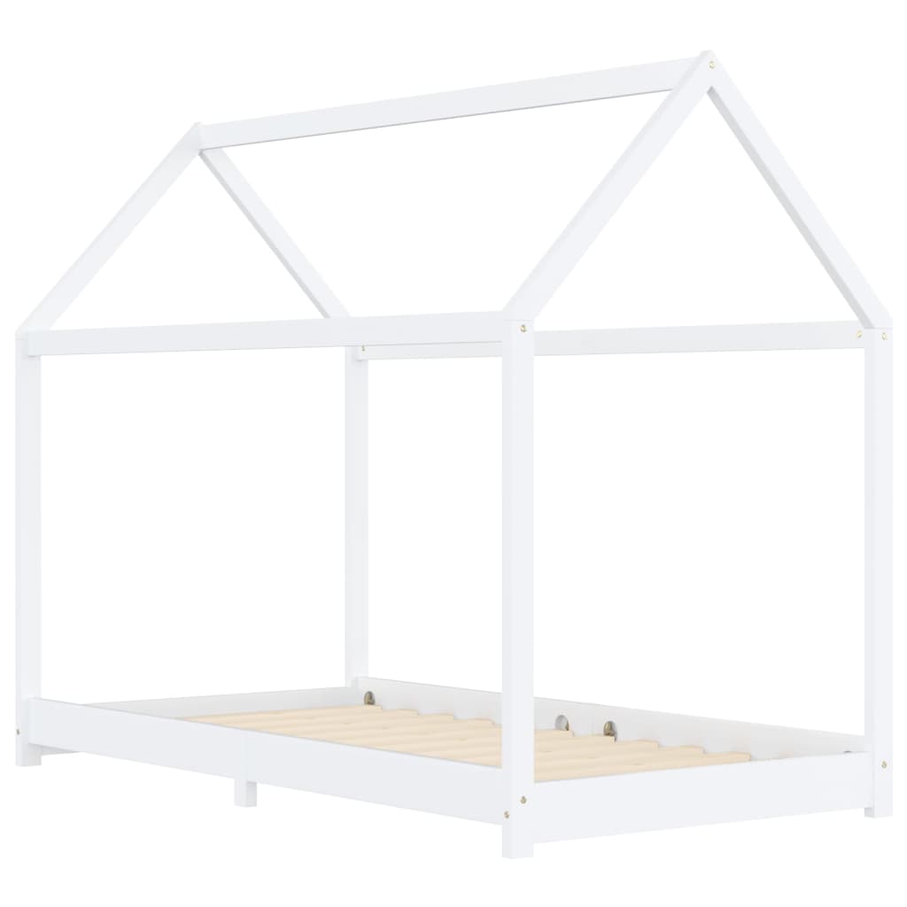 Children's bed frame white solid pine 90 x 200 cm