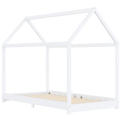 Children's bed frame white solid pine 90 x 200 cm