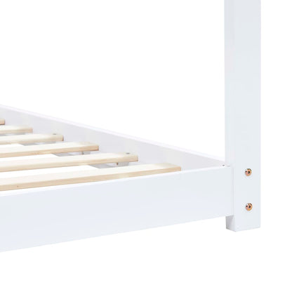 Children's bed frame white solid pine 90 x 200 cm