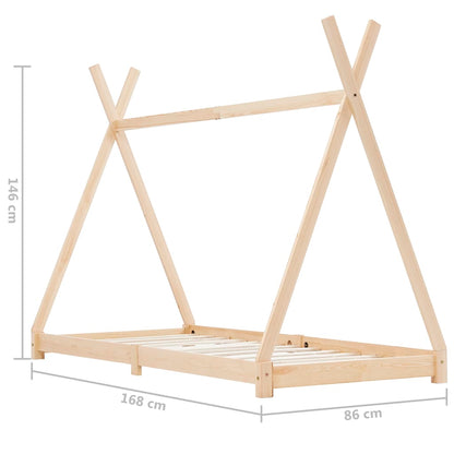 Children's bed frame solid pine 80 x 160 cm