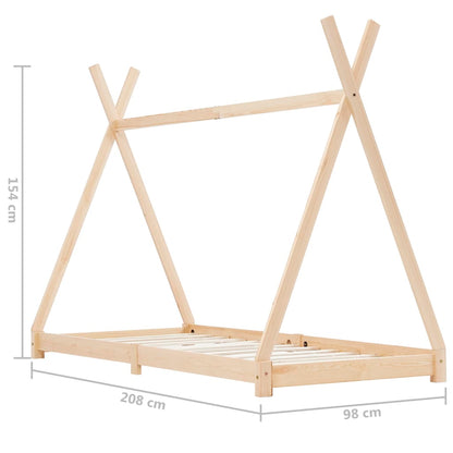 Children's bed frame solid pine 90 x 200 cm