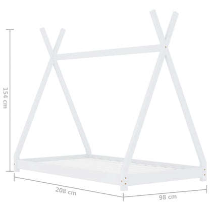 Children's bed frame white solid pine 90 x 200 cm