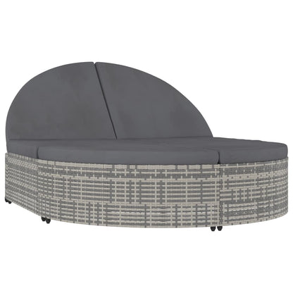 Double sun lounger with cushion poly rattan grey