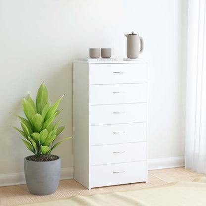 Sideboard mit 6 Schubladen Weiß 50x34x96 cm Holzwerkstoff