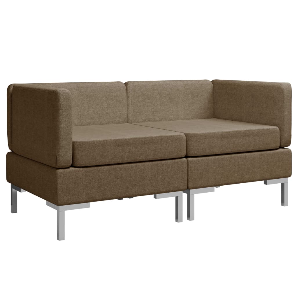 Modular corner sofas 2 pcs. with cushions fabric brown