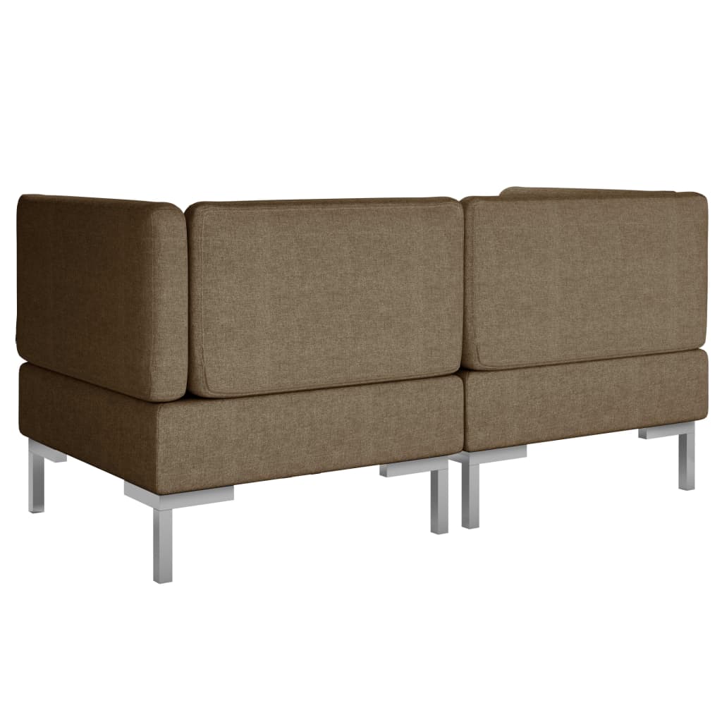 Modular corner sofas 2 pcs. with cushions fabric brown