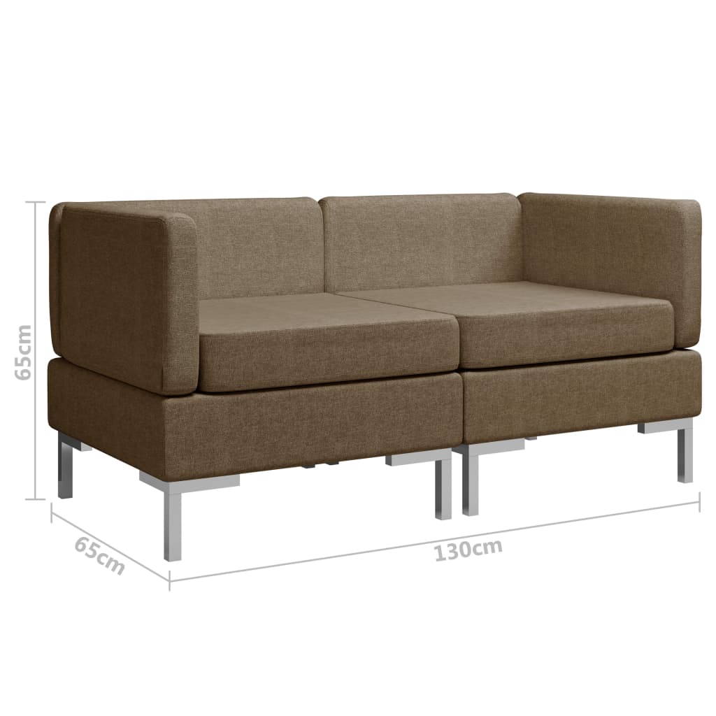 Modular corner sofas 2 pcs. with cushions fabric brown