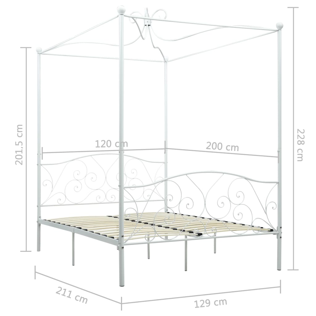 Himmelbett-Gestell Weiß Metall 120 x 200 cm