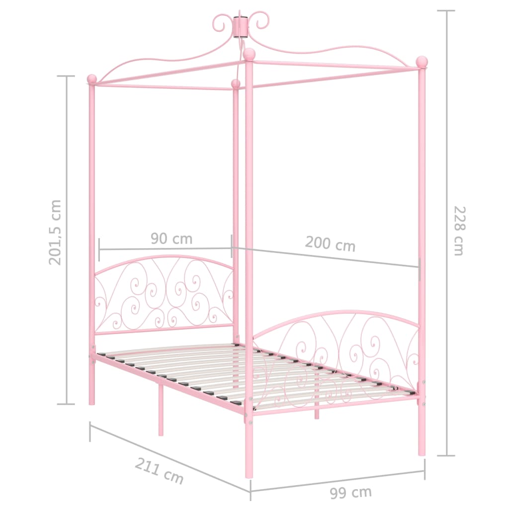 Himmelbett-Gestell Rosa Metall 90 x 200 cm