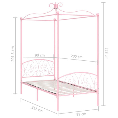 Himmelbett-Gestell Rosa Metall 90 x 200 cm