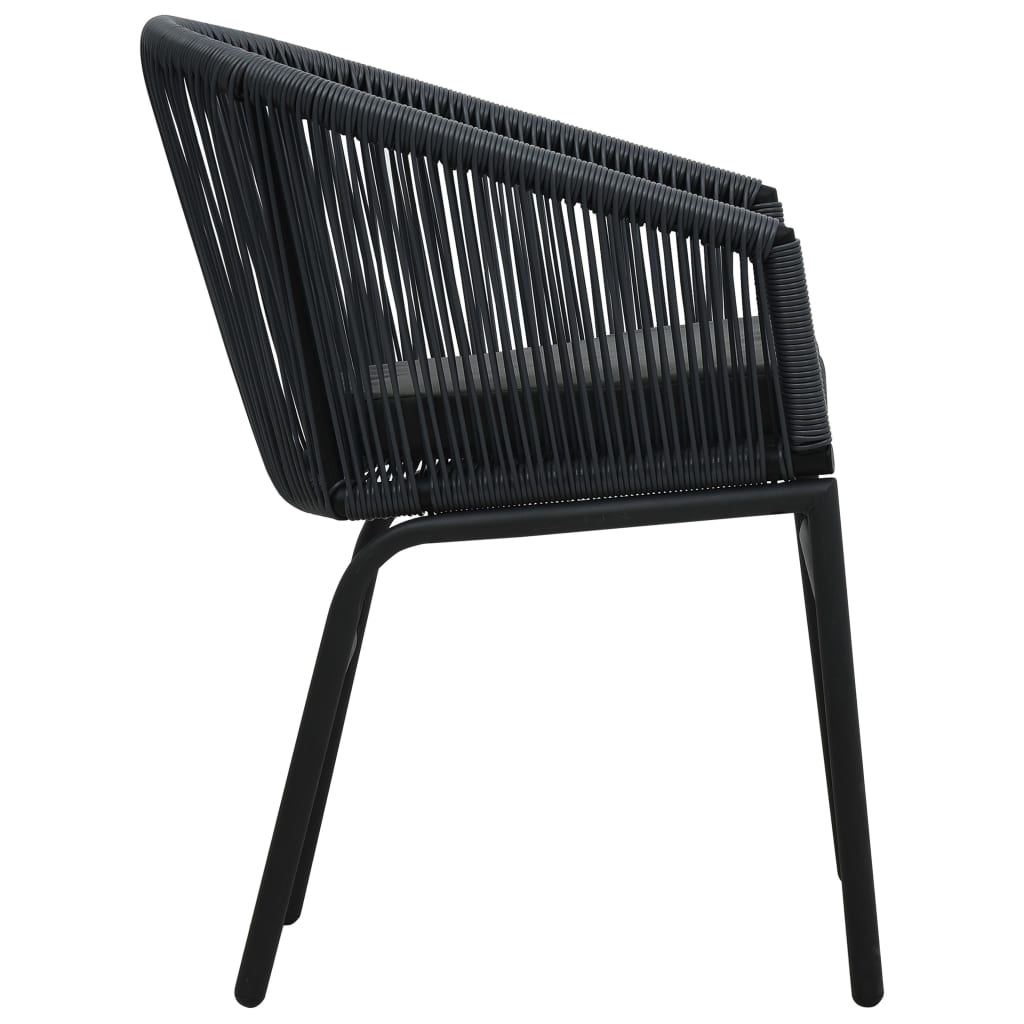 Gartenstühle 2 Stk. Schwarz PE-Rattan