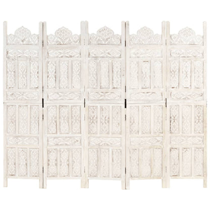 5-piece room divider hand-carved white 200×165cm mango solid wood