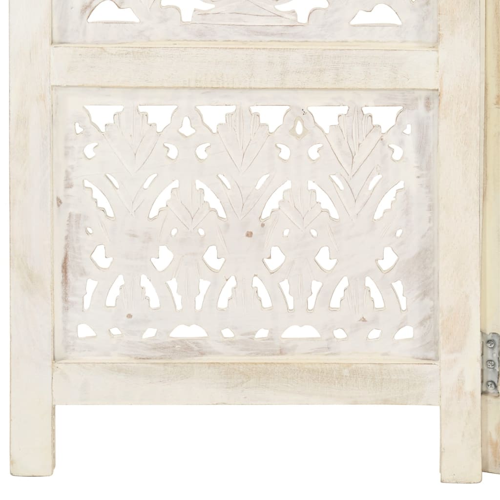 3-piece room divider hand-carved white 120×165cm mango solid wood