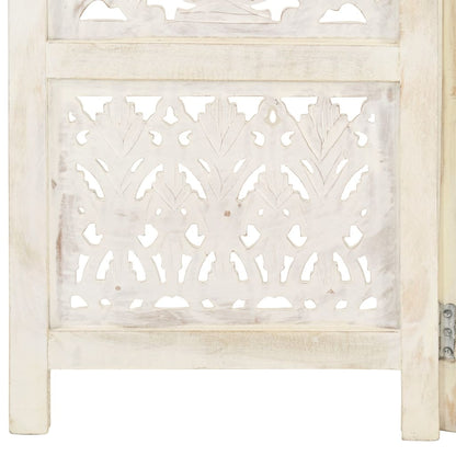 3-piece room divider hand-carved white 120×165cm mango solid wood