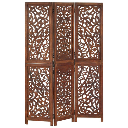 3-piece room divider hand-carved brown 120×165 cm mango wood