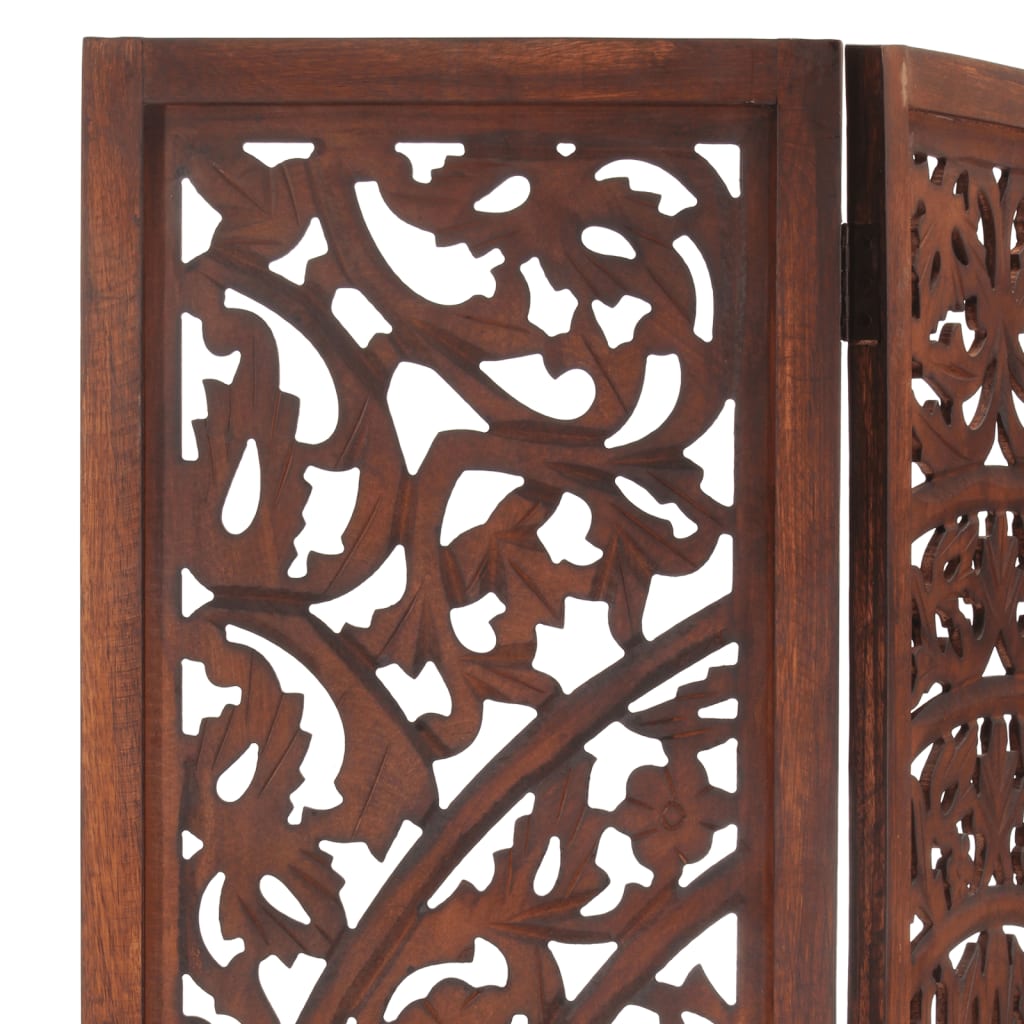 3-piece room divider hand-carved brown 120×165 cm mango wood