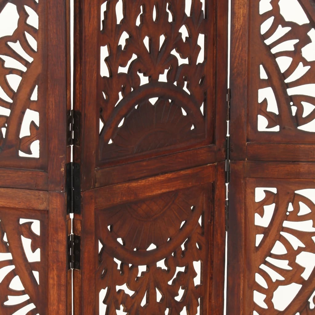 3-piece room divider hand-carved brown 120×165 cm mango wood