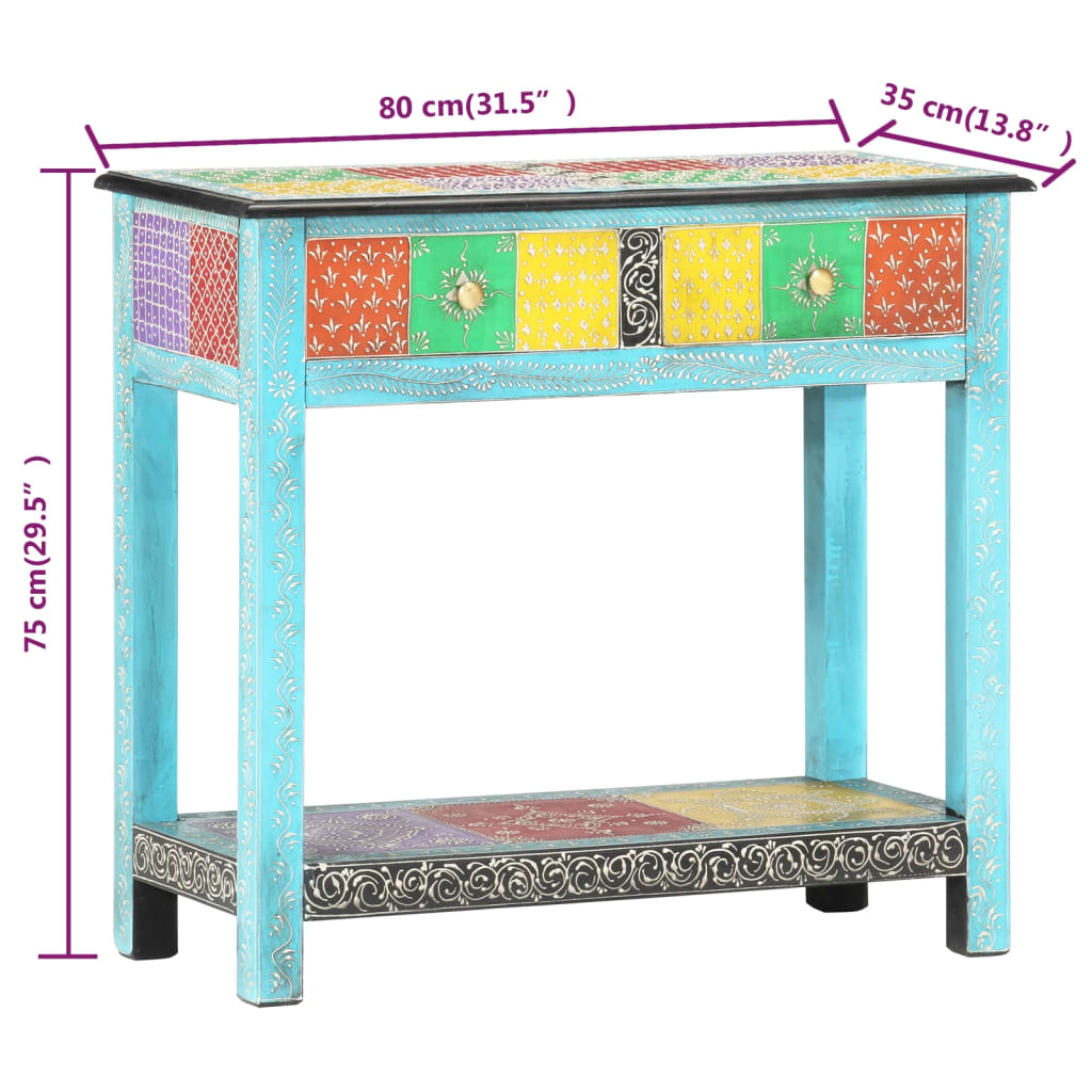 Konsolentisch Handbemalt 80×35×75 cm Mango Massivholz