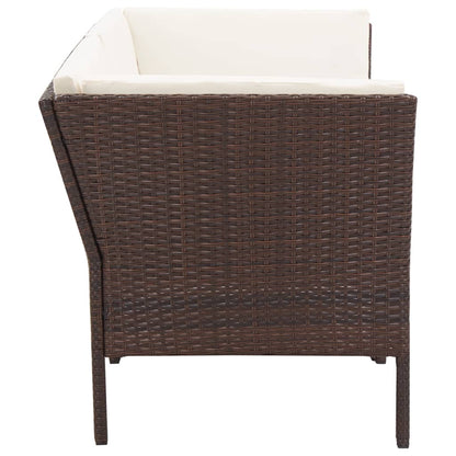 6-tlg. Garten-Lounge-Set mit Auflagen Poly Rattan Braun