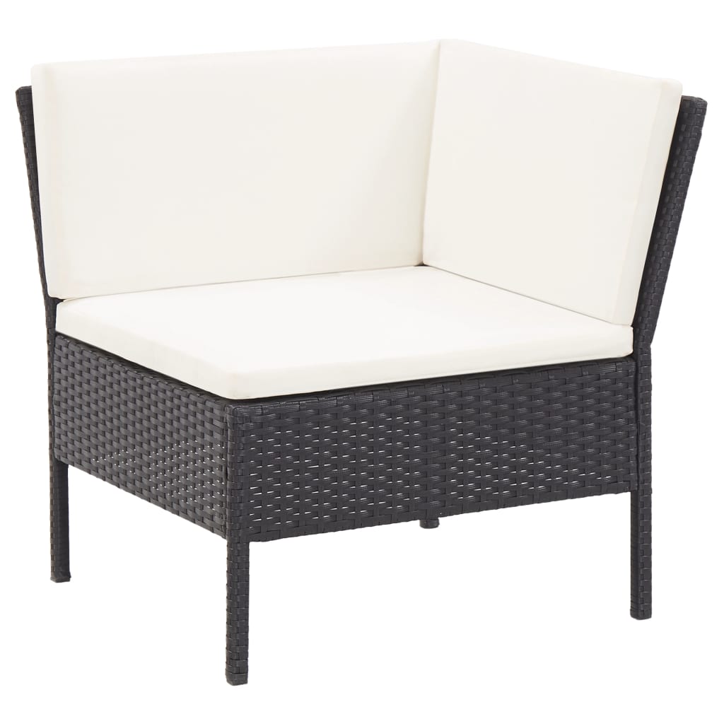 6-tlg. Garten-Lounge-Set mit Auflagen Poly Rattan Schwarz