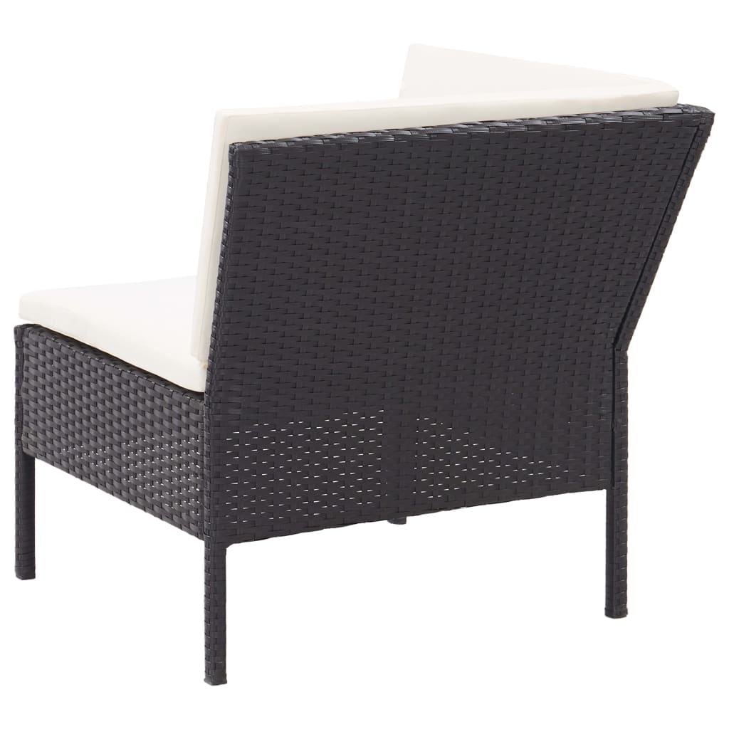 6-tlg. Garten-Lounge-Set mit Auflagen Poly Rattan Schwarz