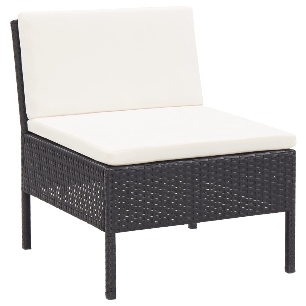 6-tlg. Garten-Lounge-Set mit Auflagen Poly Rattan Schwarz