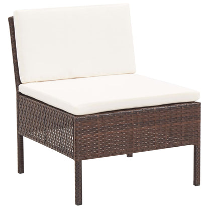 8-tlg. Garten-Lounge-Set mit Auflagen Poly Rattan Braun