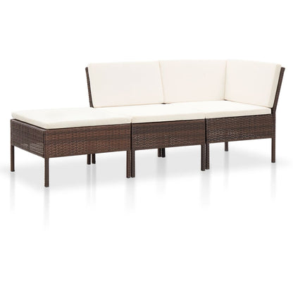 8-tlg. Garten-Lounge-Set mit Auflagen Poly Rattan Braun