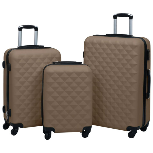 Hard shell trolley set 3 pcs. Brown ABS