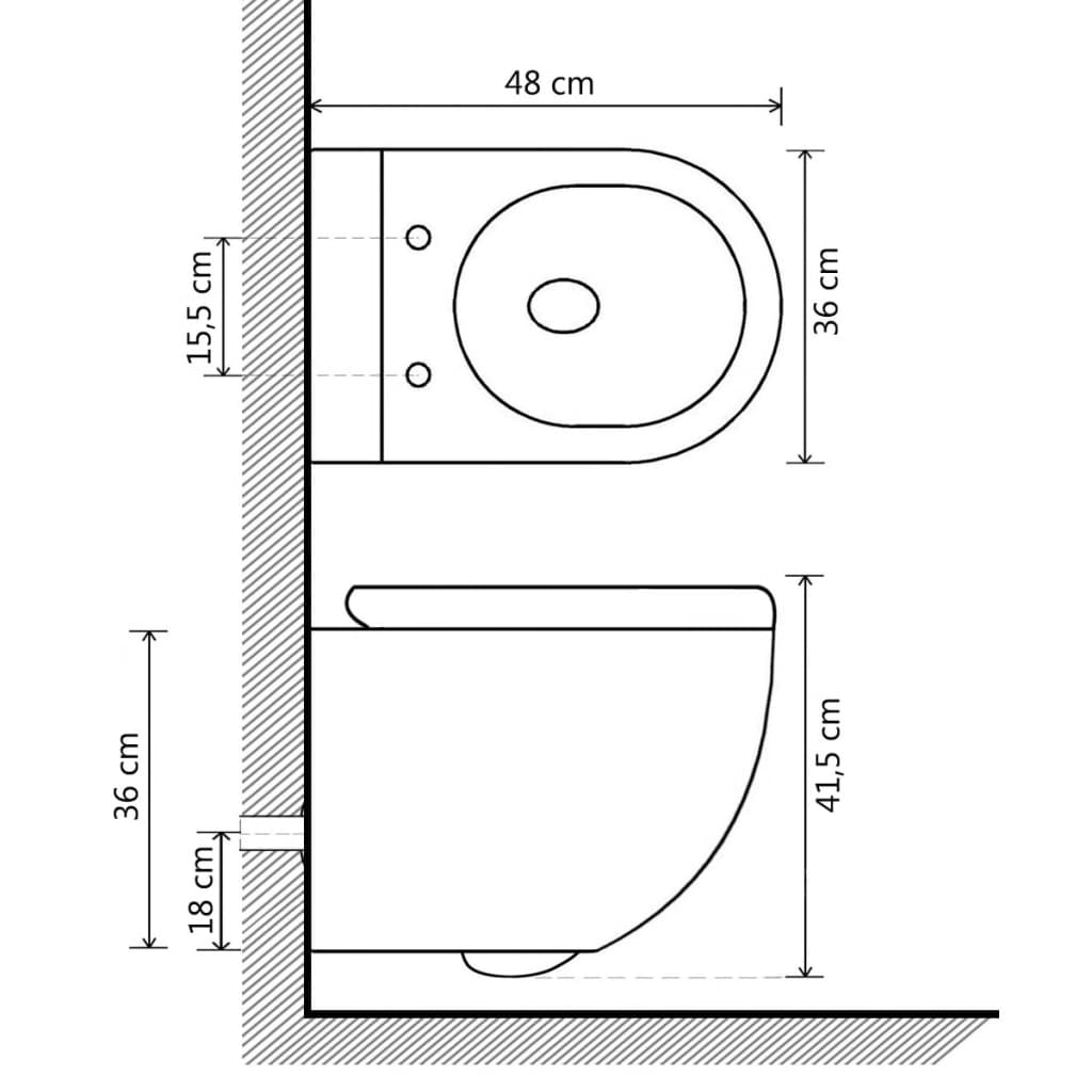 Wand-WC ohne Spülrand mit Bidet-Funktion Keramik Schwarz