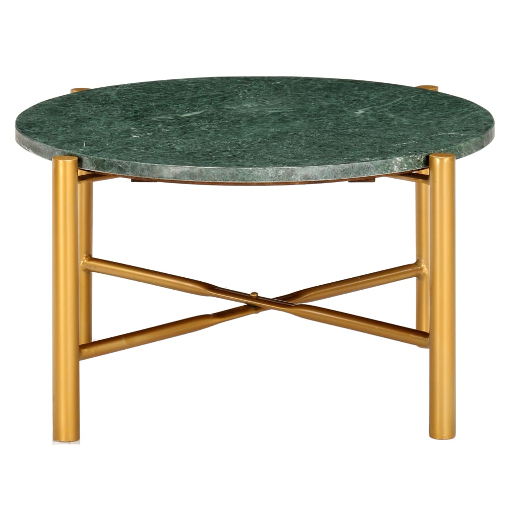 Coffee table green 60×60×35 cm real stone in marble look