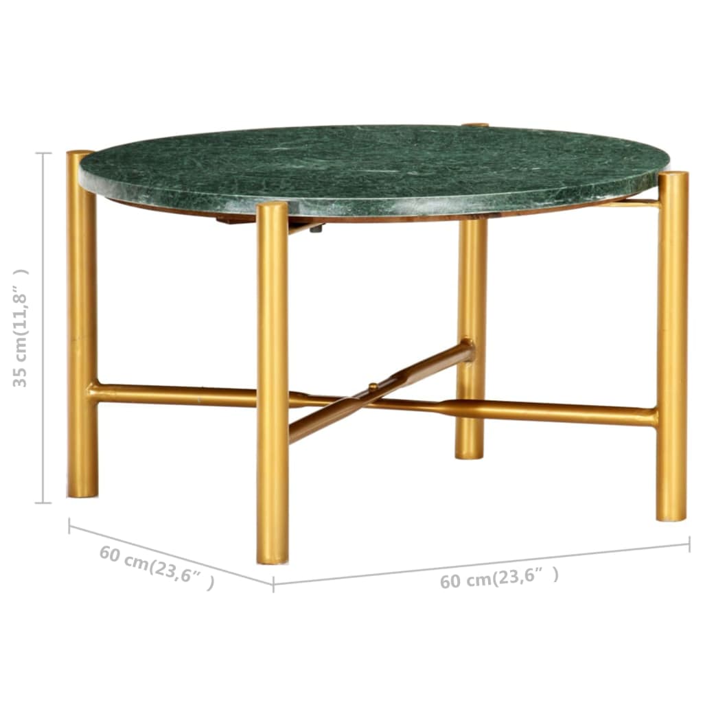 Coffee table green 60×60×35 cm real stone in marble look