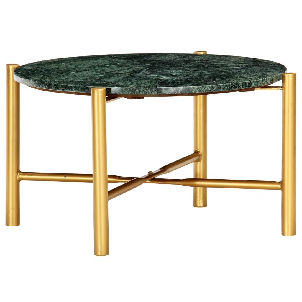 Coffee table green 60×60×35 cm real stone in marble look