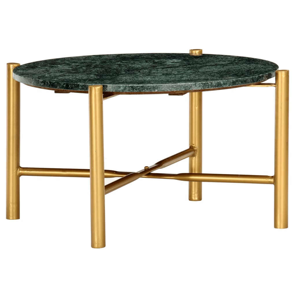 Coffee table green 60×60×35 cm real stone in marble look