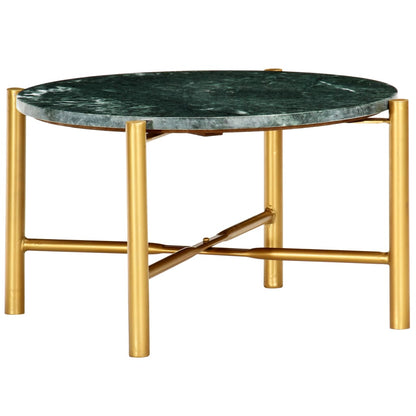 Coffee table green 60×60×35 cm real stone in marble look