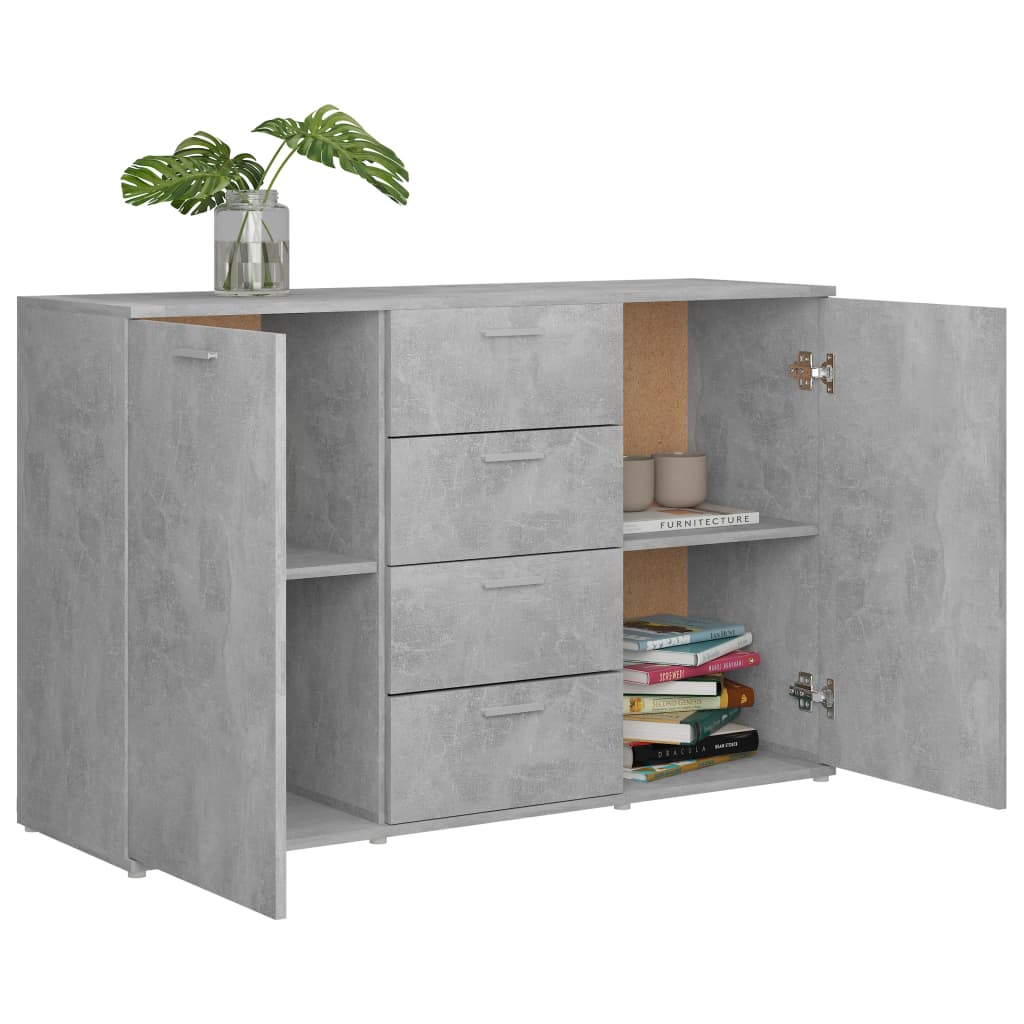 Sideboard Betongrau 120x35,5x75 cm Holzwerkstoff