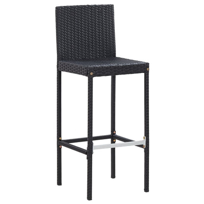 7-tlg. Gartenbar-Set mit Kissen Poly-Rattan Schwarz